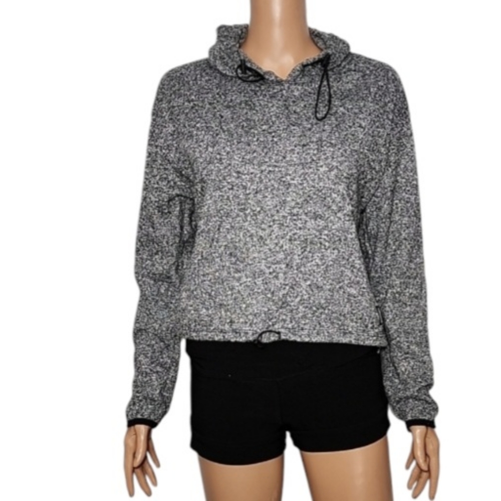 Victoria's Secret PINK Gray Hooded Crop Sweatshirt, Size S Small - Picture 2 of 13